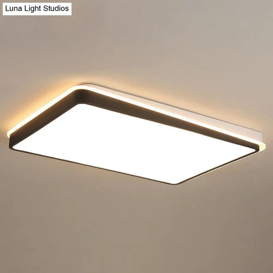 Minimalist Black & White Led Metal Flush Mount Light Fixture Black - White / Warm Rectangle