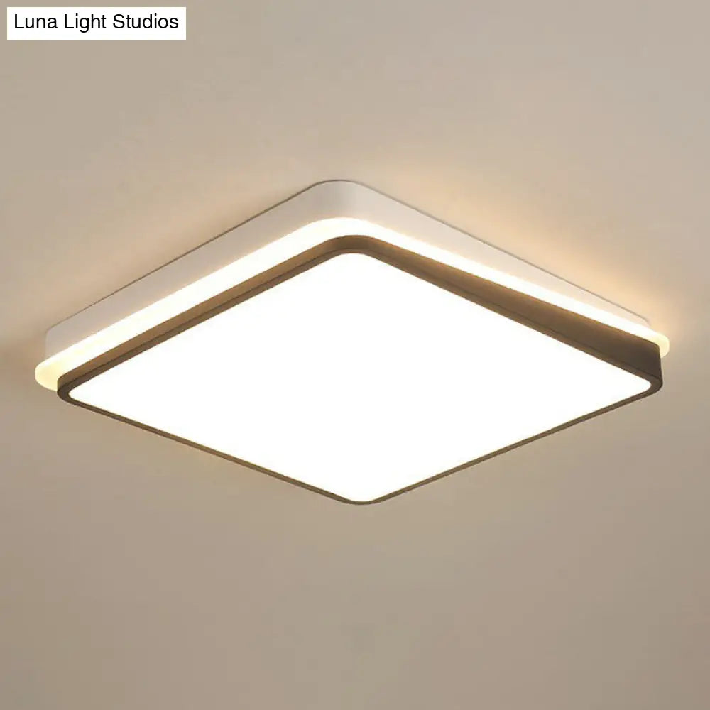 Minimalist Black & White Led Metal Flush Mount Light Fixture Black - White / Warm Square
