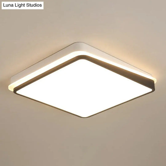 Minimalist Black & White Led Metal Flush Mount Light Fixture Black - White / Warm Square