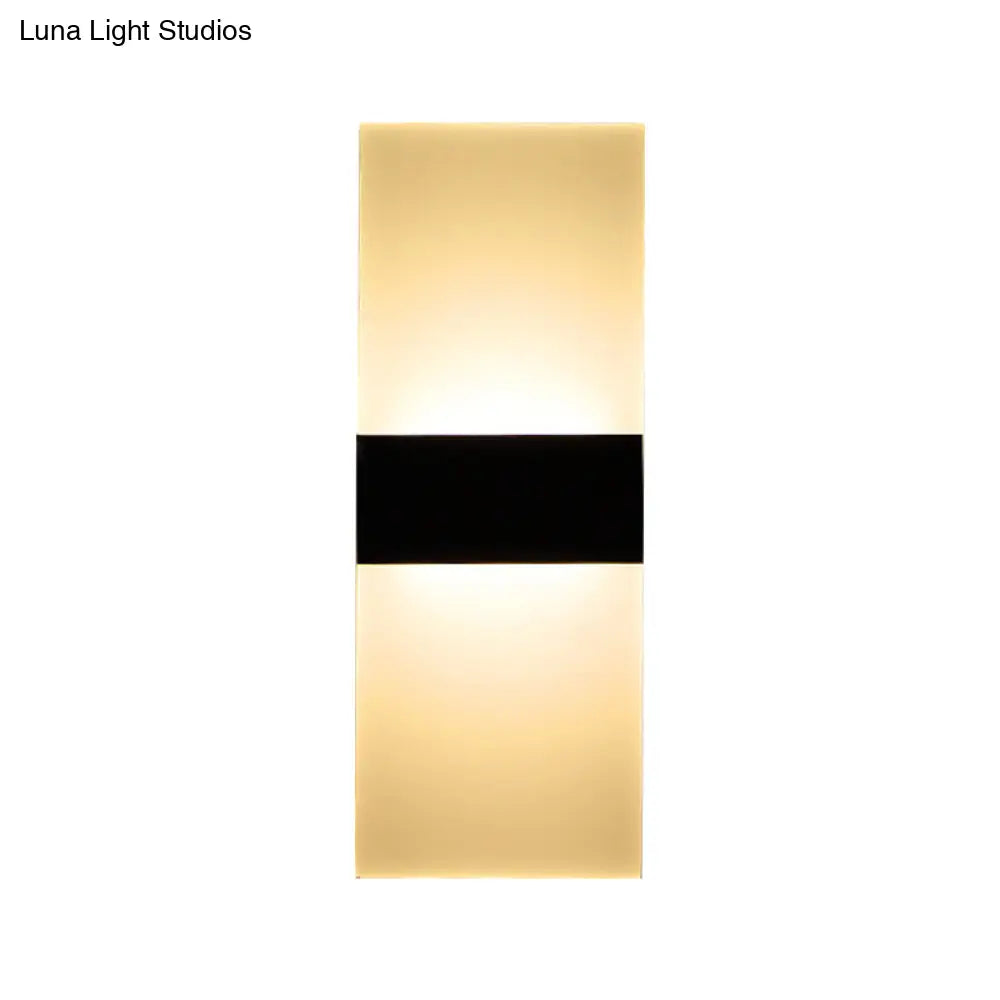 Minimalist Black/White Rectangular Led Sconce Light - Thinnest Wall Mounted Lamp In Warm/White