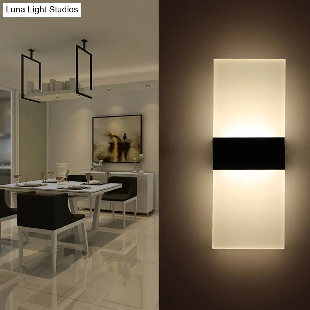 Minimalist Black/White Rectangular Led Sconce Light - Thinnest Wall Mounted Lamp In Warm/White