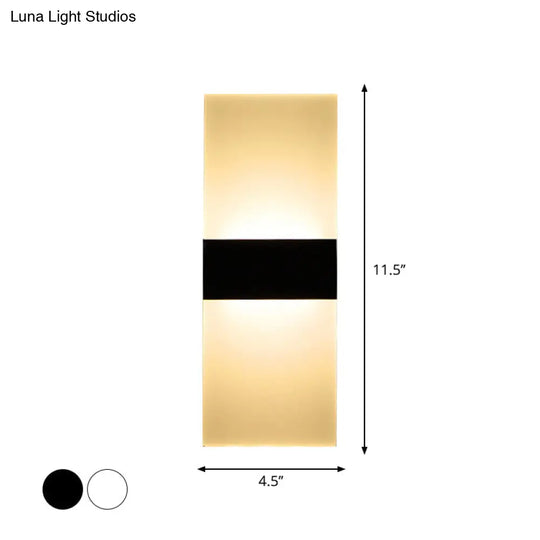 Minimalist Black/White Rectangular Led Sconce Light - Thinnest Wall Mounted Lamp In Warm/White