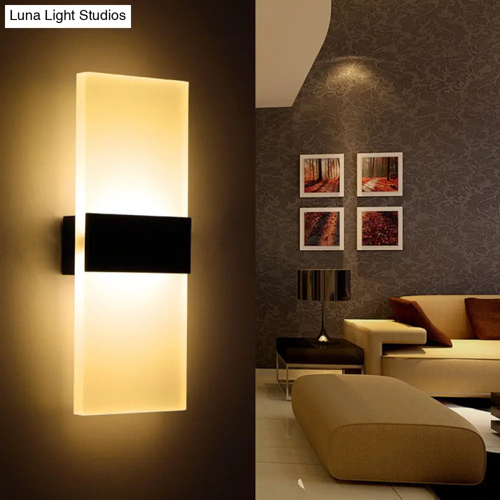 Minimalist Black/White Rectangular Led Sconce Light - Thinnest Wall Mounted Lamp In Warm/White