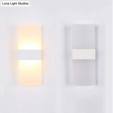 Minimalist Black/White Rectangular Led Sconce Light - Thinnest Wall Mounted Lamp In Warm/White