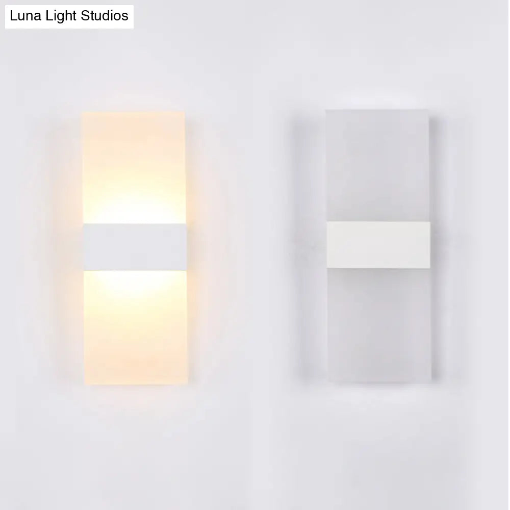 Minimalist Black/White Rectangular Led Sconce Light - Thinnest Wall Mounted Lamp In Warm/White