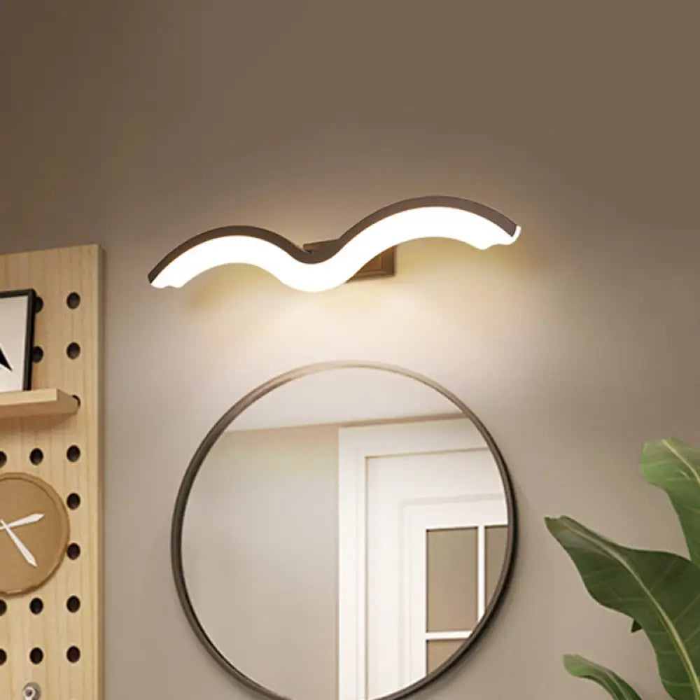 Minimalist Black/White Wavelet Led Wall Sconce With Frosted Diffuser Available In 16 23.5 Or 31.5