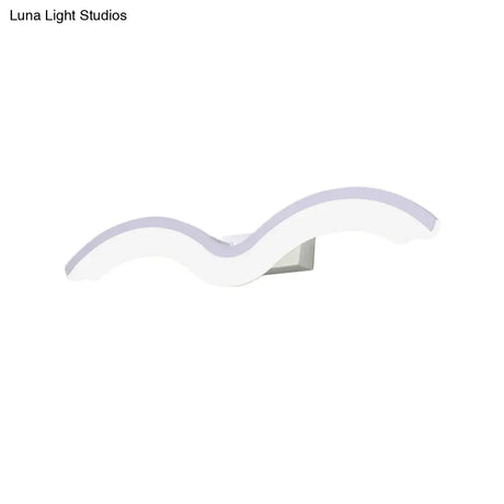 Minimalist Black/White Wavelet Led Wall Sconce With Frosted Diffuser Available In 16 23.5 Or 31.5