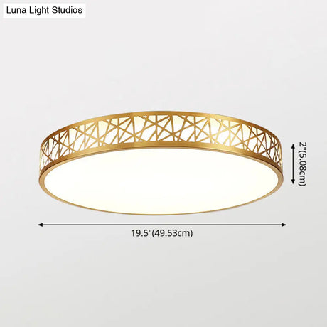 Minimalist Brass Ceiling Light With Geometric Design And Led Flushmount