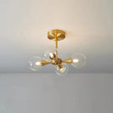 Minimalist Brass Globe Led Ceiling Lamp For Bedroom - Close To Light Fixture 4 / Clear
