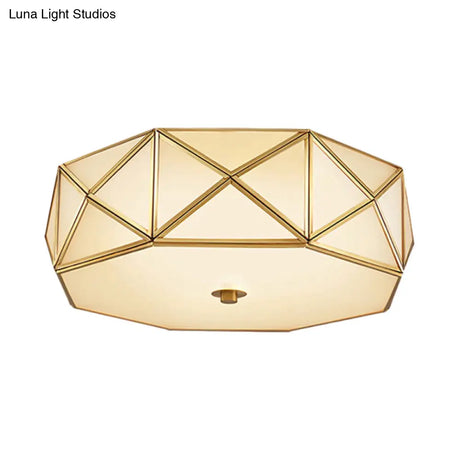 Minimalist Brass Octagon Flush Mount Ceiling Lamp - 3/4/6 Lights For Bedroom Sizes: