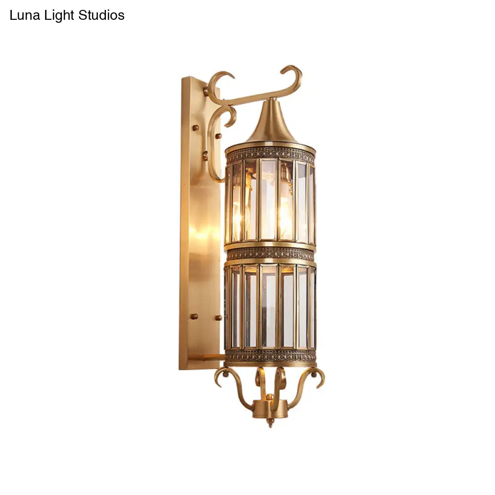 Minimalist Brass Wall Sconce With Clear/Frosted Glass - Perfect For Porch Lighting