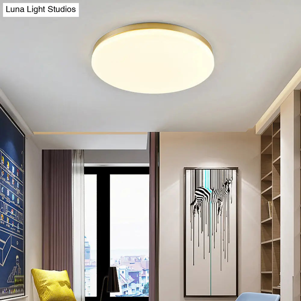Minimalist Circle Acrylic Led Gold Ceiling Lamp - 15’/19’ Flushmount