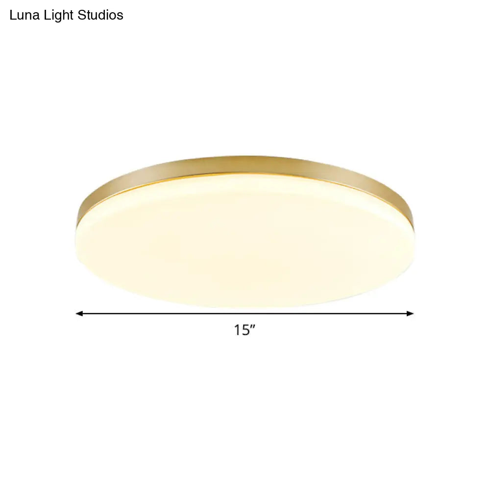 Minimalist Circle Acrylic Led Gold Ceiling Lamp - 15/19 Flushmount