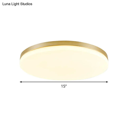 Minimalist Circle Acrylic Led Gold Ceiling Lamp - 15/19 Flushmount
