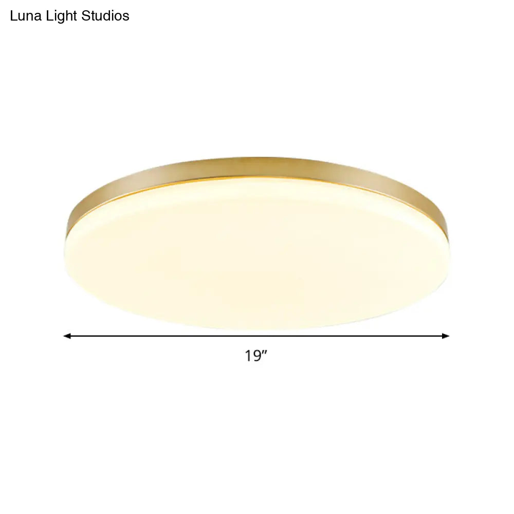 Minimalist Circle Acrylic Led Gold Ceiling Lamp - 15/19 Flushmount