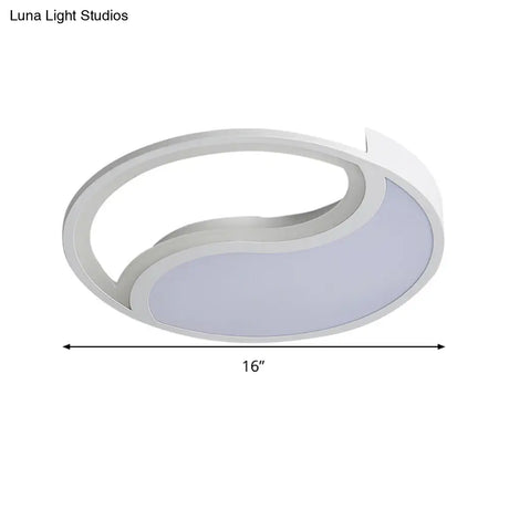 Minimalist Circle Led Ceiling Light - White Acrylic Warm/White/3 Color Options 16’/19.5’ Wide