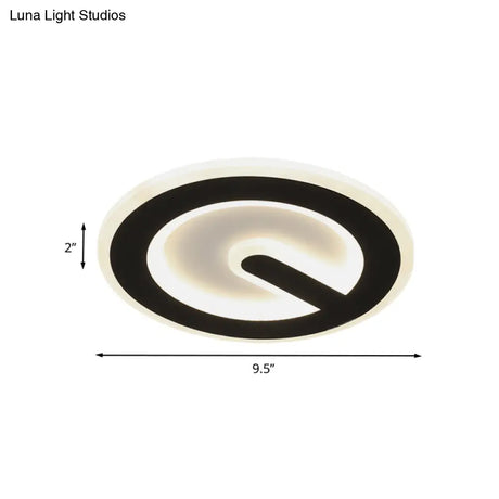 Minimalist Circular Led Ceiling Flush Mount Light In Black With Warm/White Acrylic Lighting -