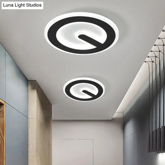 Minimalist Circular Led Ceiling Flush Mount Light In Black With Warm/White Acrylic Lighting -
