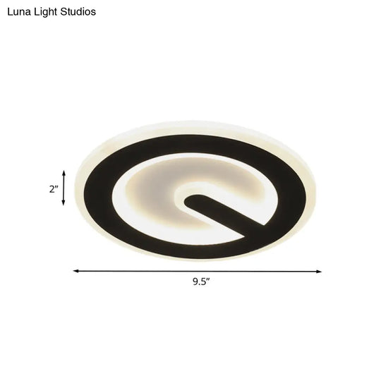 Minimalist Circular Led Ceiling Flush Mount Light In Black With Warm/White Acrylic Lighting -
