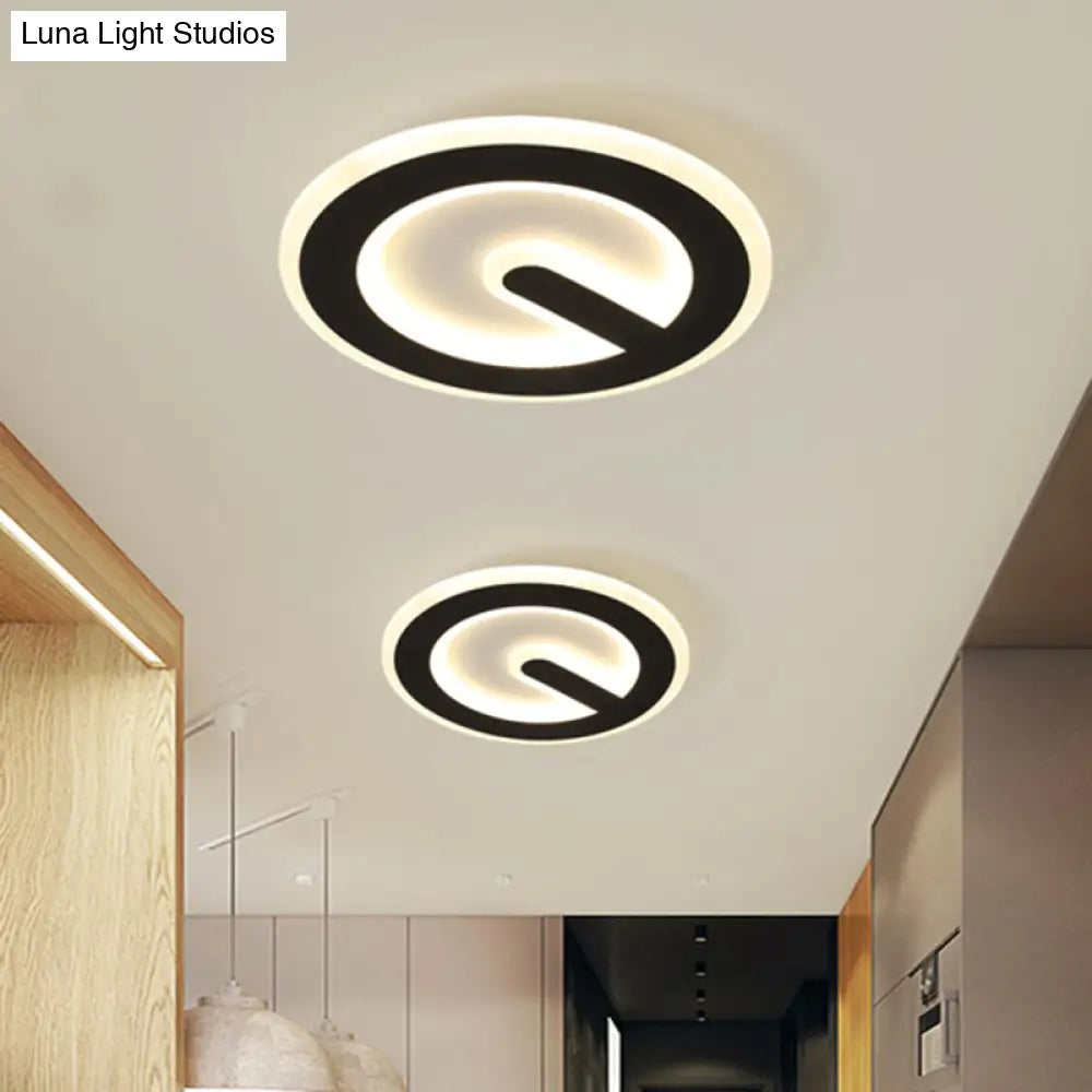 Minimalist Circular Led Ceiling Flush Mount Light In Black With Warm/White Acrylic Lighting -