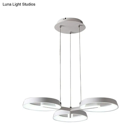 Minimalist Circular Metal Pendant Chandelier - White 3/6 Hanging Lights for Dining Room
