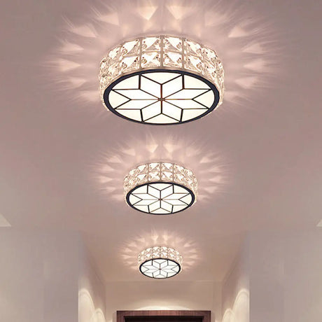 Minimalist Clear Crystal Ceiling Light With Led Flush Mount Spotlight Petal Pattern Warm/White /