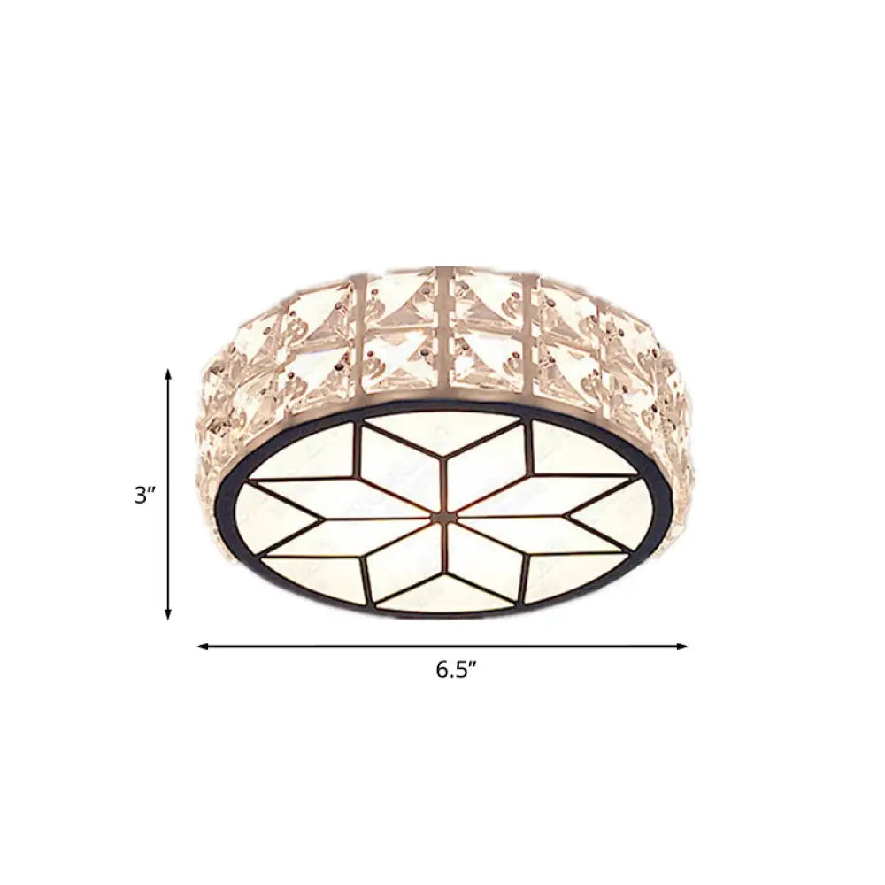 Minimalist Clear Crystal Ceiling Light With Led Flush Mount Spotlight Petal Pattern Warm/White