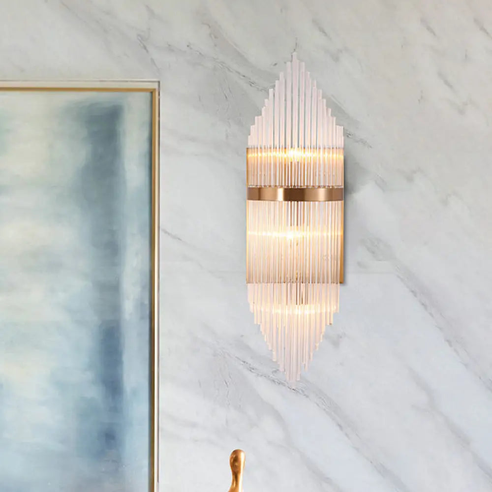 Minimalist Clear Glass Sconce Light With Gold Finish - 2/3 Lights Indoor Wall Lighting 3 /