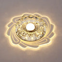 Minimalist Clear Led Crystal Flower Flush Mount Light For Corridor / Warm