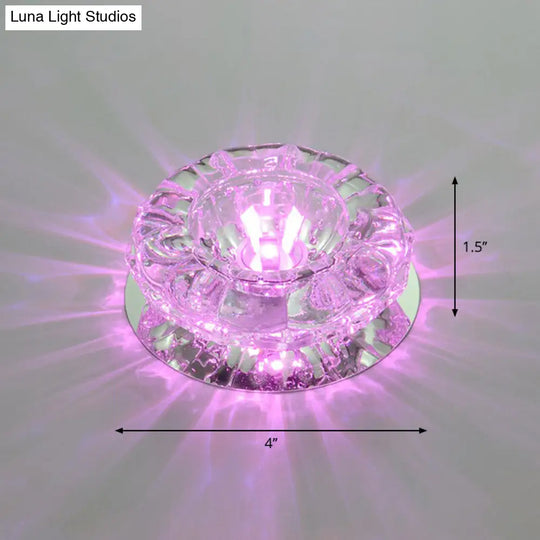 Minimalist Clear Led Flush Mount Fixture For Hallway - Floral Crystal Lighting / Purple