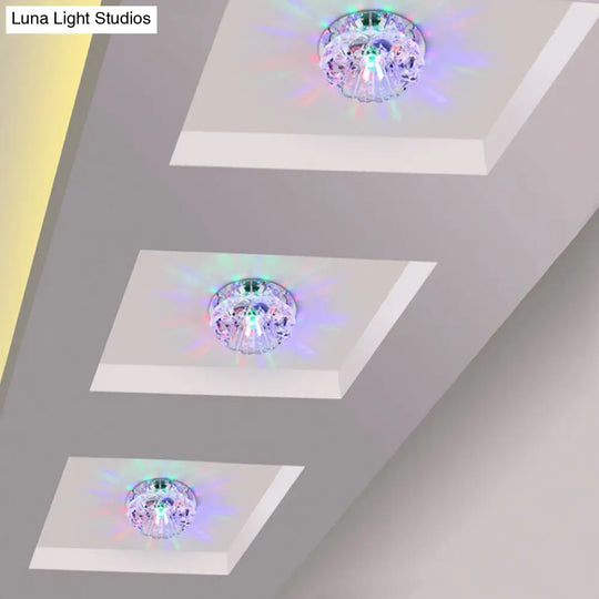 Minimalist Clear Led Flush Mount Fixture For Hallway - Floral Crystal Lighting