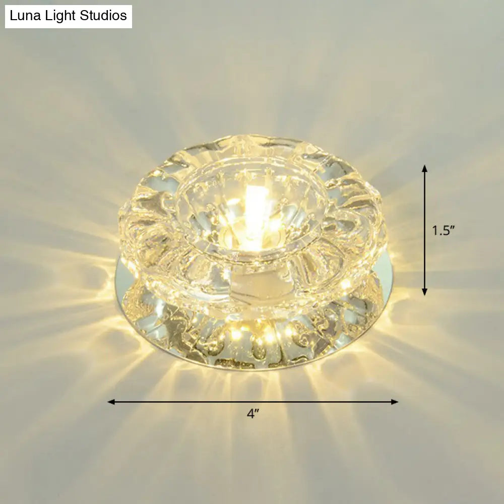 Minimalist Clear Led Flush Mount Fixture For Hallway - Floral Crystal Lighting / Warm