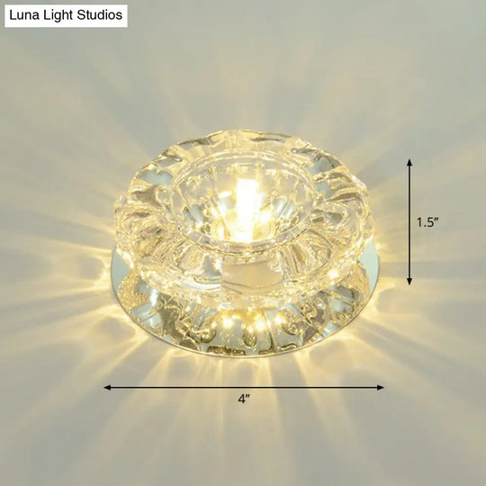Minimalist Clear Led Flush Mount Fixture For Hallway - Floral Crystal Lighting / Warm