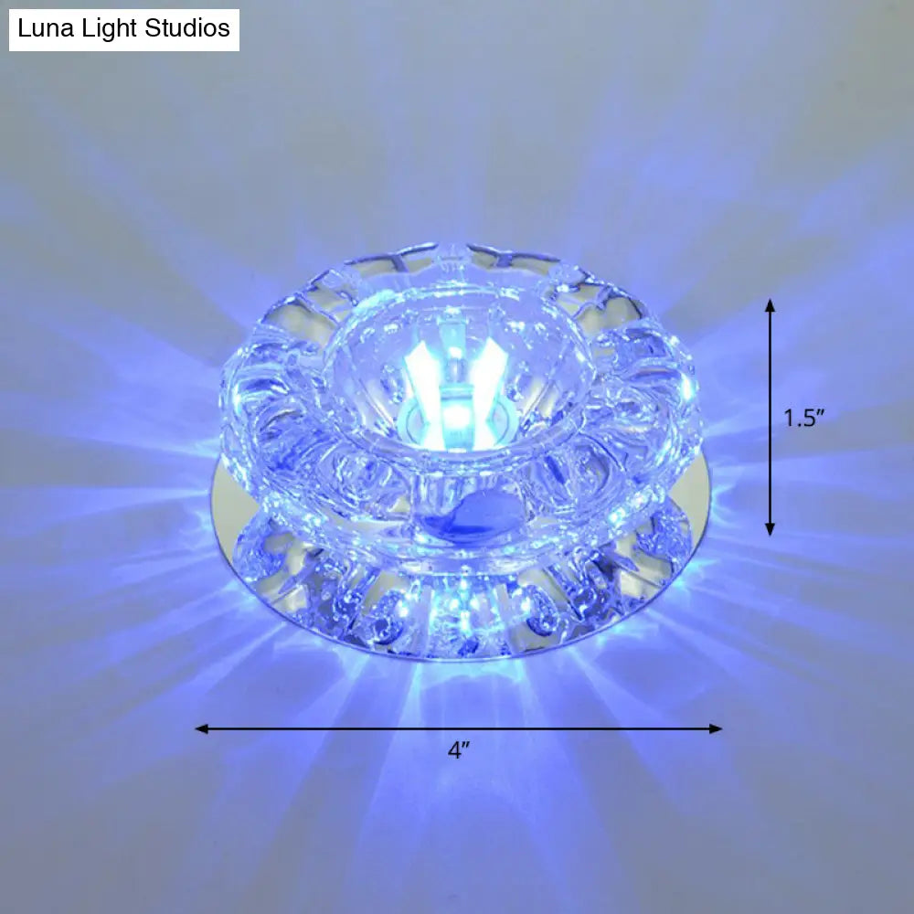 Minimalist Clear Led Flush Mount Fixture For Hallway - Floral Crystal Lighting / Blue