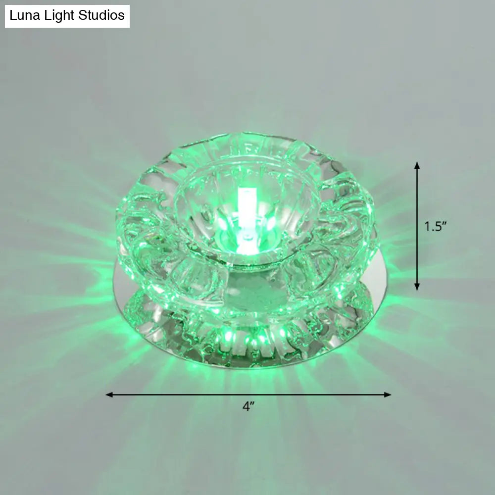Minimalist Clear Led Flush Mount Fixture For Hallway - Floral Crystal Lighting / Green