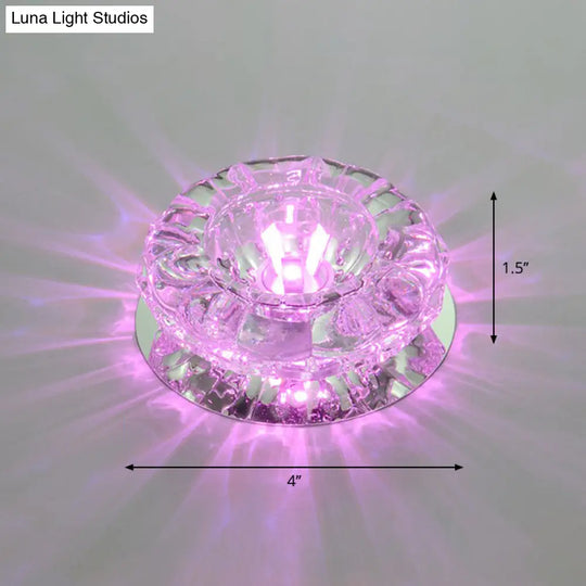 Minimalist Clear Led Flush Mount Fixture For Hallway - Floral Crystal Lighting / Purple