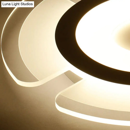 Minimalist Clear Led Flush Mount Fixture For Living Room - Metallic Circular Lighting