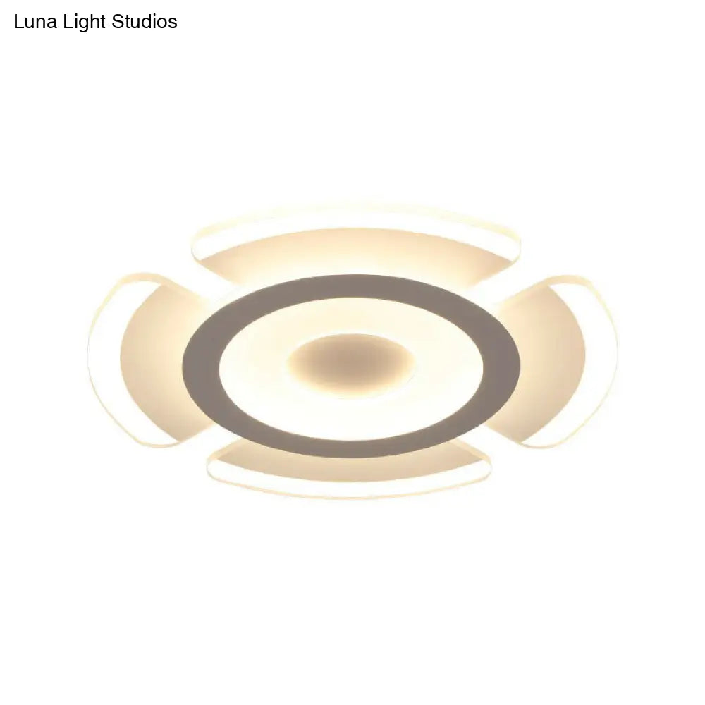 Minimalist Clear Led Flush Mount Fixture For Living Room - Metallic Circular Lighting
