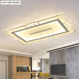 Minimalist Clear Led Flush Mount Fixture: Ultra-Thin Rectangular Living Room Lighting / 35.5 Warm