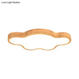 Minimalist Cloud/Star Led Ceiling Light For Children’s Bedroom - Wooden Flush Mount Lamp In Beige