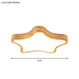 Minimalist Cloud/Star Led Ceiling Light For Children’s Bedroom - Wooden Flush Mount Lamp In Beige