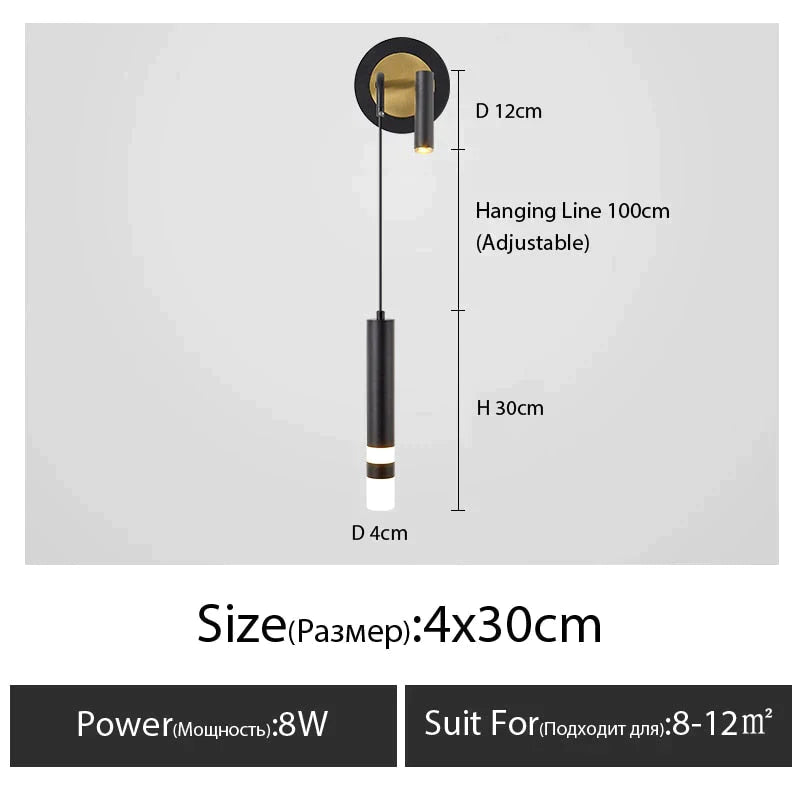 Minimalist Creative Luxury Bedroom Bedside Wall Lamp With Spotlight Type B X / Warm Light 3000K Wall