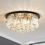 Minimalist Crystal Ball Ceiling Mounted Fixture - Black Cylinder Flush Mount With 4 Lights