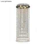 Minimalist Crystal Ball Flush Mount Lighting - 8 Lights In Nickel Finish