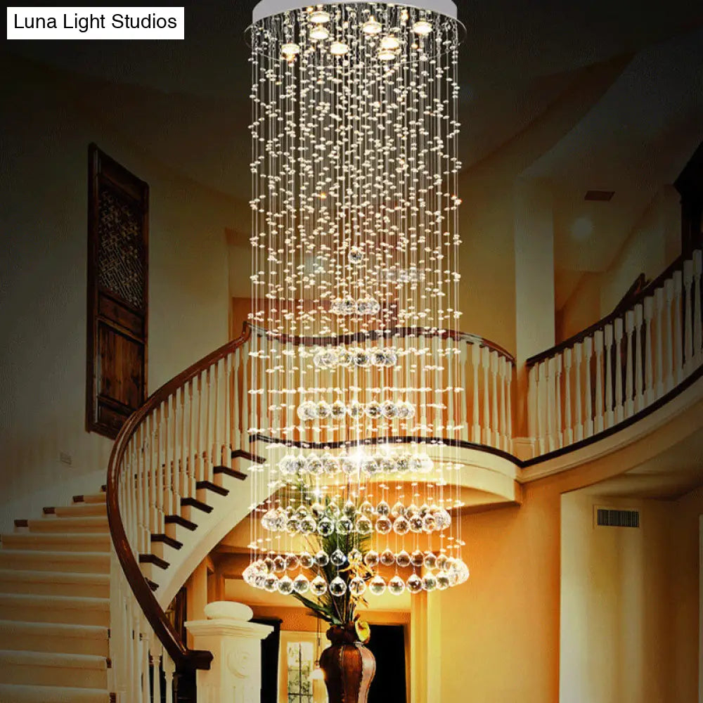 Minimalist Crystal Ball Flush Mount Lighting - 8 Lights In Nickel Finish