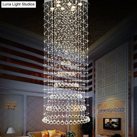 Minimalist Crystal Ball Flush Mount Lighting - 8 Lights In Nickel Finish