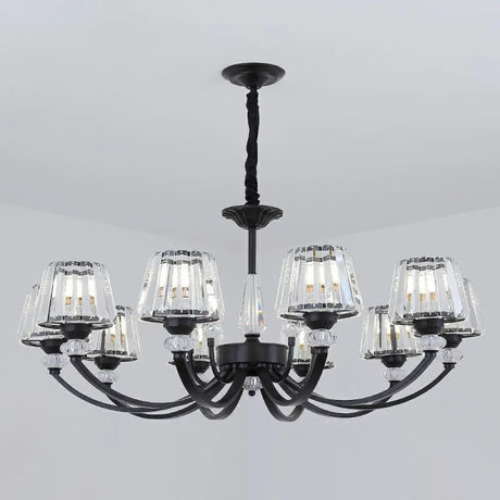 Minimalist Crystal Black Chandelier With Arched Suspension Arm 10 /