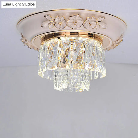 Minimalist Crystal Block Led Ceiling Fixture - Beige/Blue 12’/14’/18’ Wide