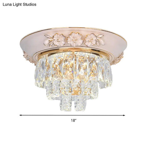 Minimalist Crystal Block Led Ceiling Fixture - Beige/Blue 12’/14’/18’ Wide