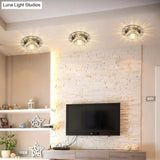Minimalist Crystal Clear Scalloped Flush Ceiling Light For Corridor - Mount Fixture